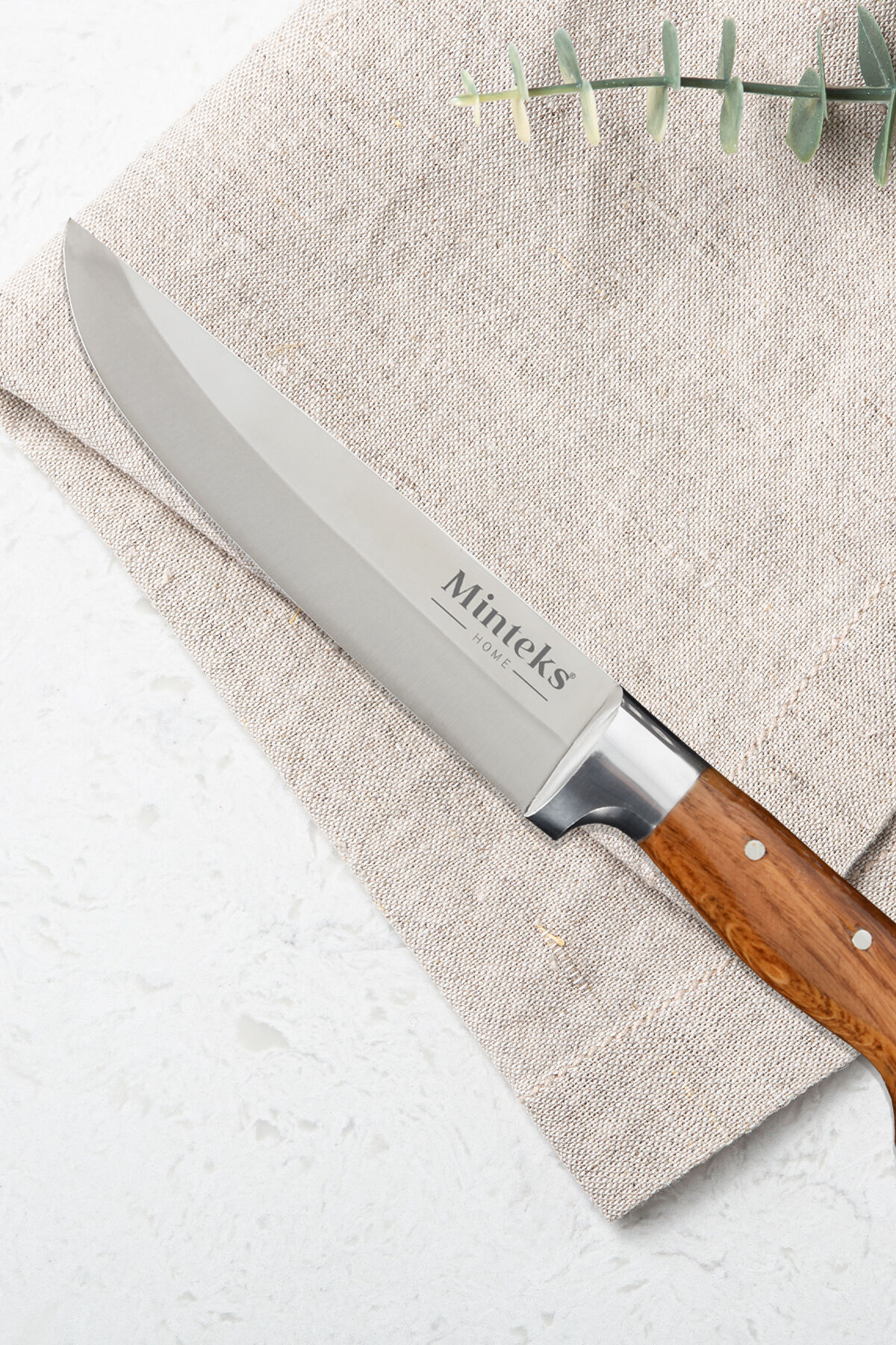 Minteks İnci Kaplama 30 cm Ahşap Saplı Çelik Bilezikli Et Bıçağı B0362 - 3