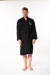 ROYAL- Crown Erkek Kimono Bornoz - Black Beauty - Minteks
